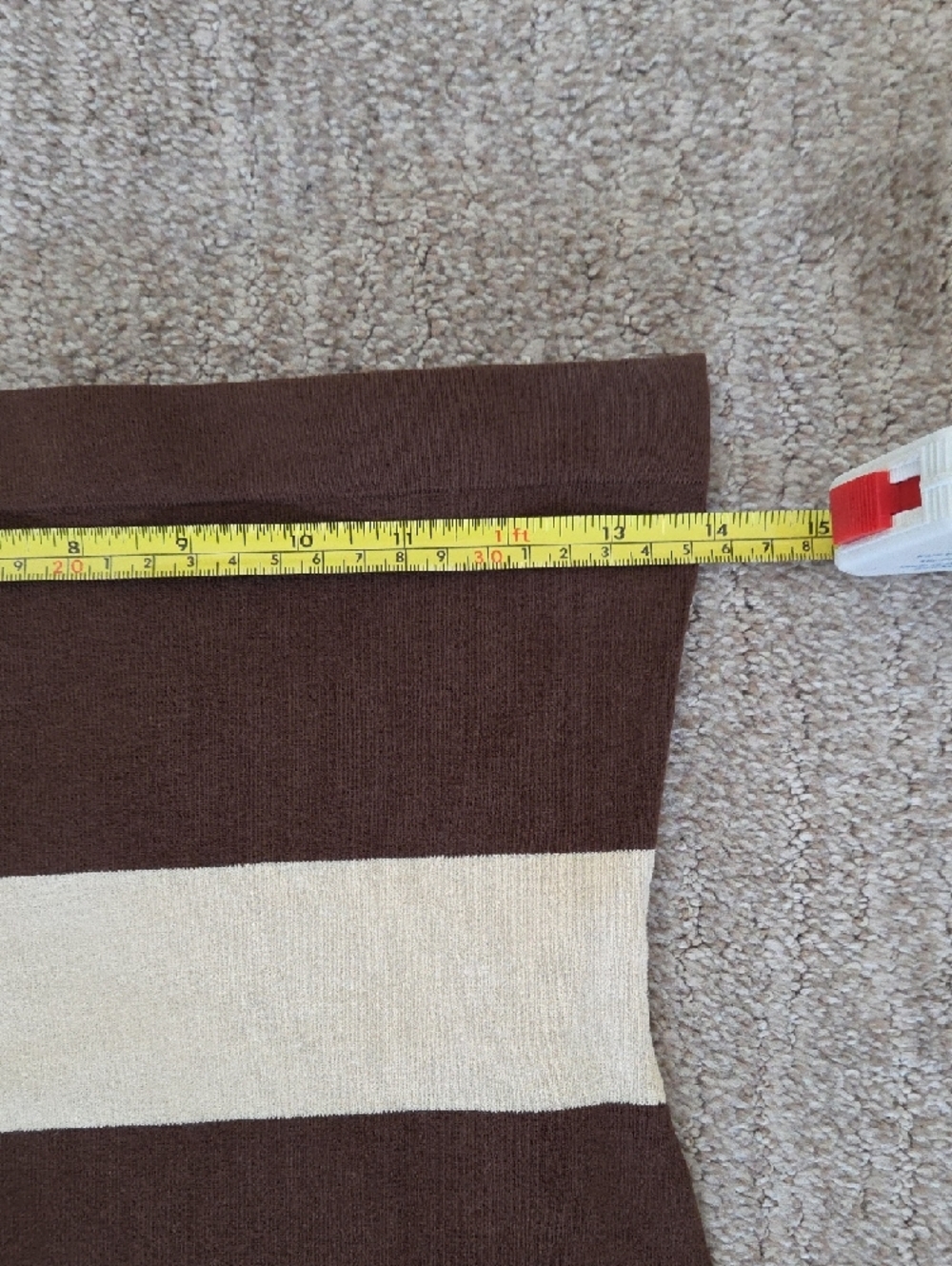 Posse Strapless Brown and Cream Striped Midi Dress - Picture 5 of 5